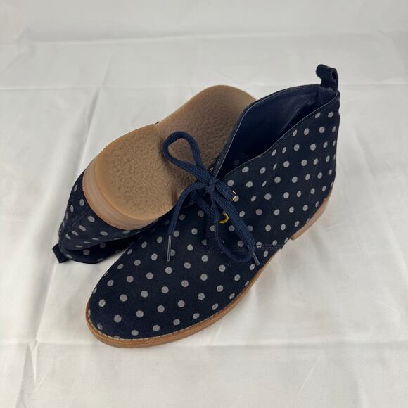 Boden Polka Dot Suede Desert‎ Boots Women’s Size 8 Navy Blue Lace Up Ankle Shoes - Picture 11 of 16
